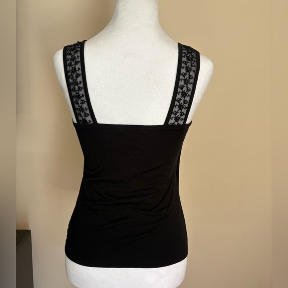 🎾MUST GO OR GONE Black Beaded Sheer Strappy Tank Top - Picture 4 of 6